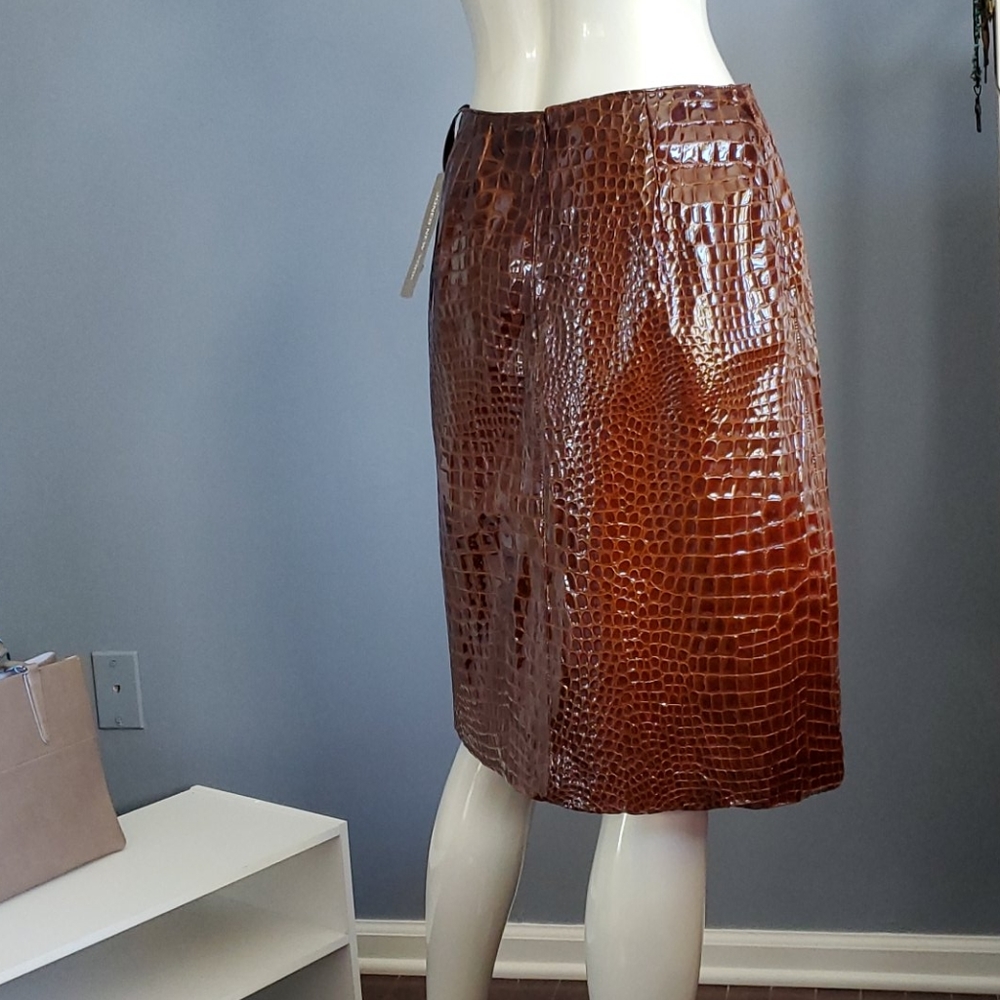 NWT VINTAGE JONES NY PATENT ALLIGATOR SKIRT, 8
